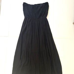 Anandas Collection Black Strapless Tiered Maxi Dress